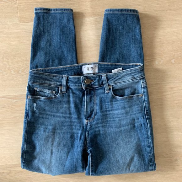 PAIGE Verdugo Crop Ankle Skinny Jeans Spence Destructed – Blue, Size 28 - Picture 11 of 15